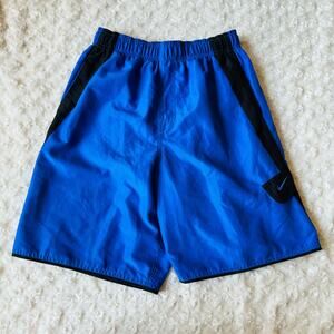 NIKE Swoosh Elastic Drawstring Lined Board Shorts Cargo Blue Swim Trunks Small